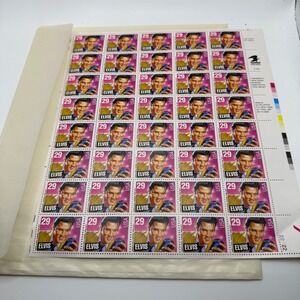 Vintage 1992 Elvis Presley 29 Cent Stamp Sheet Full 40 Count USPS Commemorative